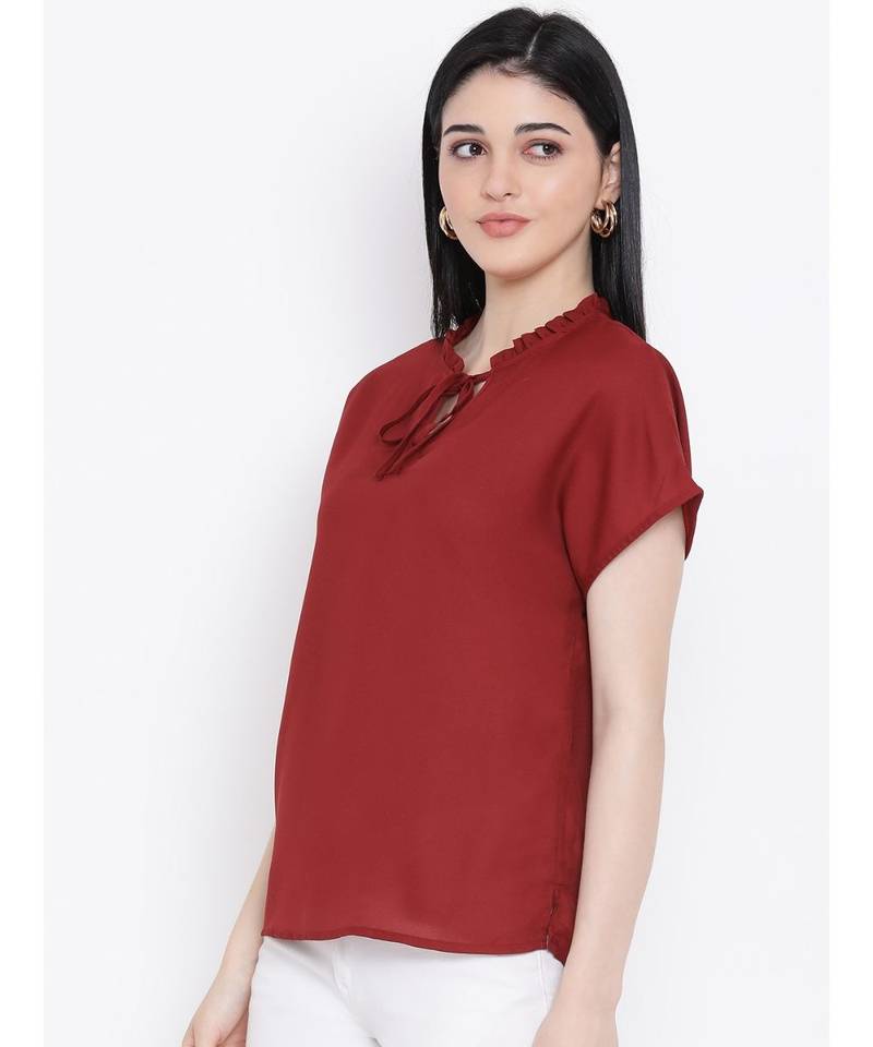 Maroon printed Cotton Top