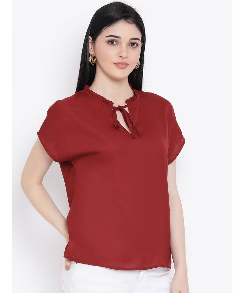 Maroon printed Cotton Top