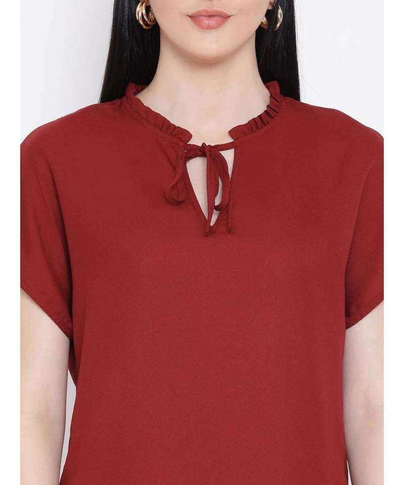 Maroon printed Cotton Top