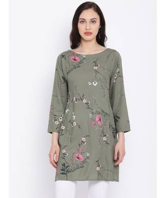 Green printed Cotton Tunic 1
