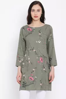 Green printed Cotton Tunic
