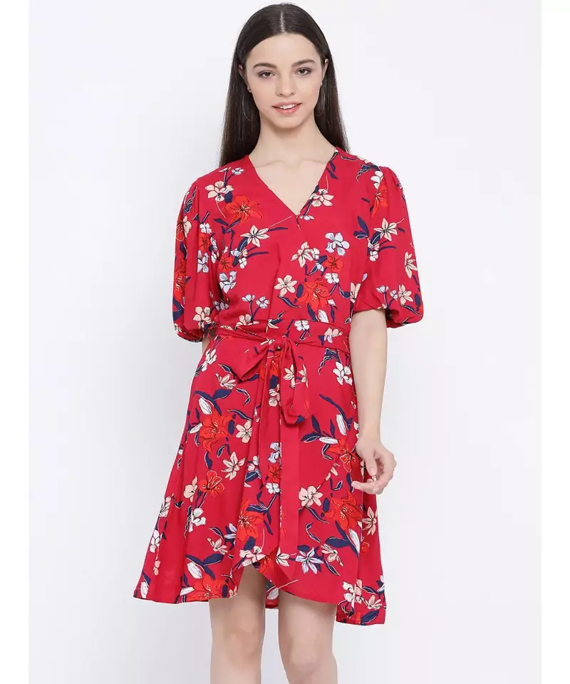 White printed Viscose Dress