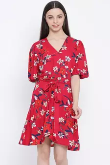 White printed Viscose Dress