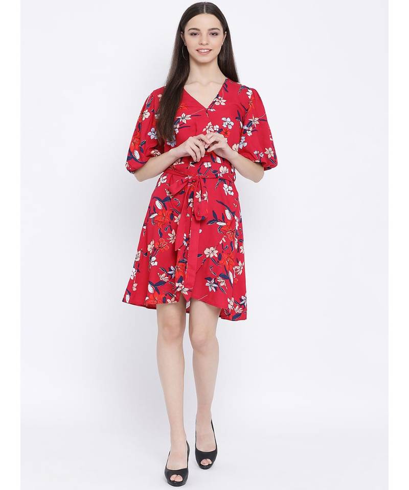 White printed Viscose Dress