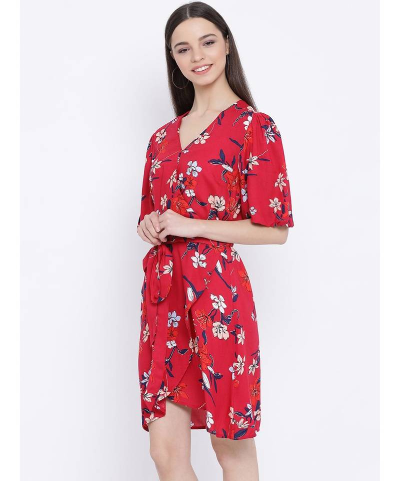 White printed Viscose Dress