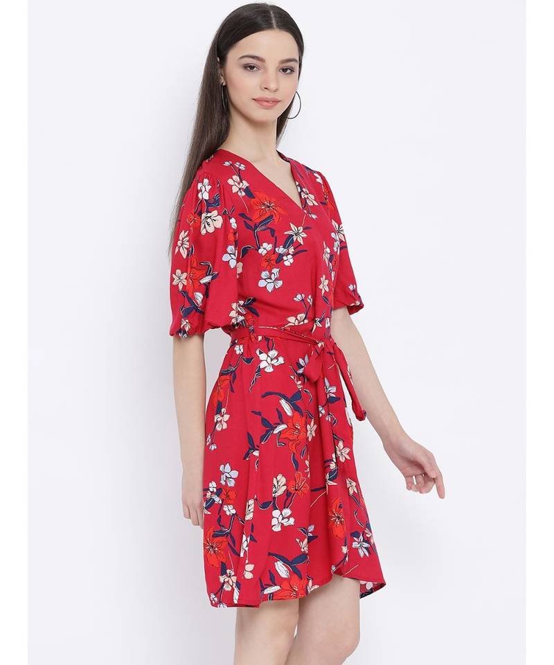 White printed Viscose Dress