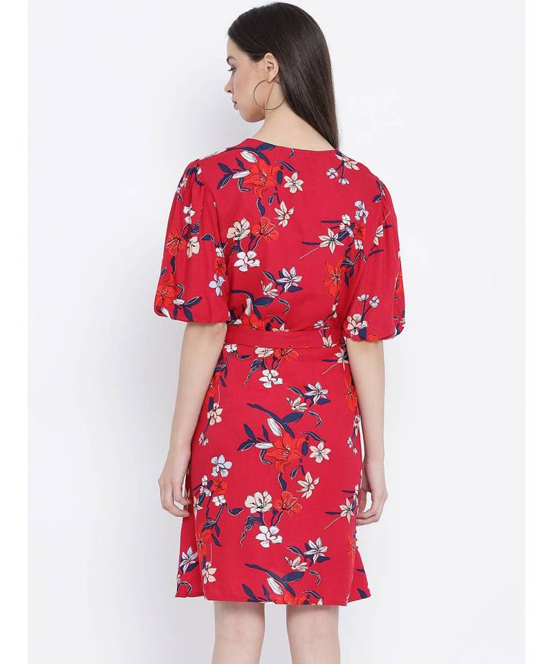 White printed Viscose Dress