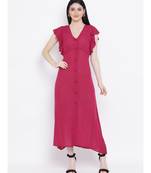 Pink plain Viscose Dress