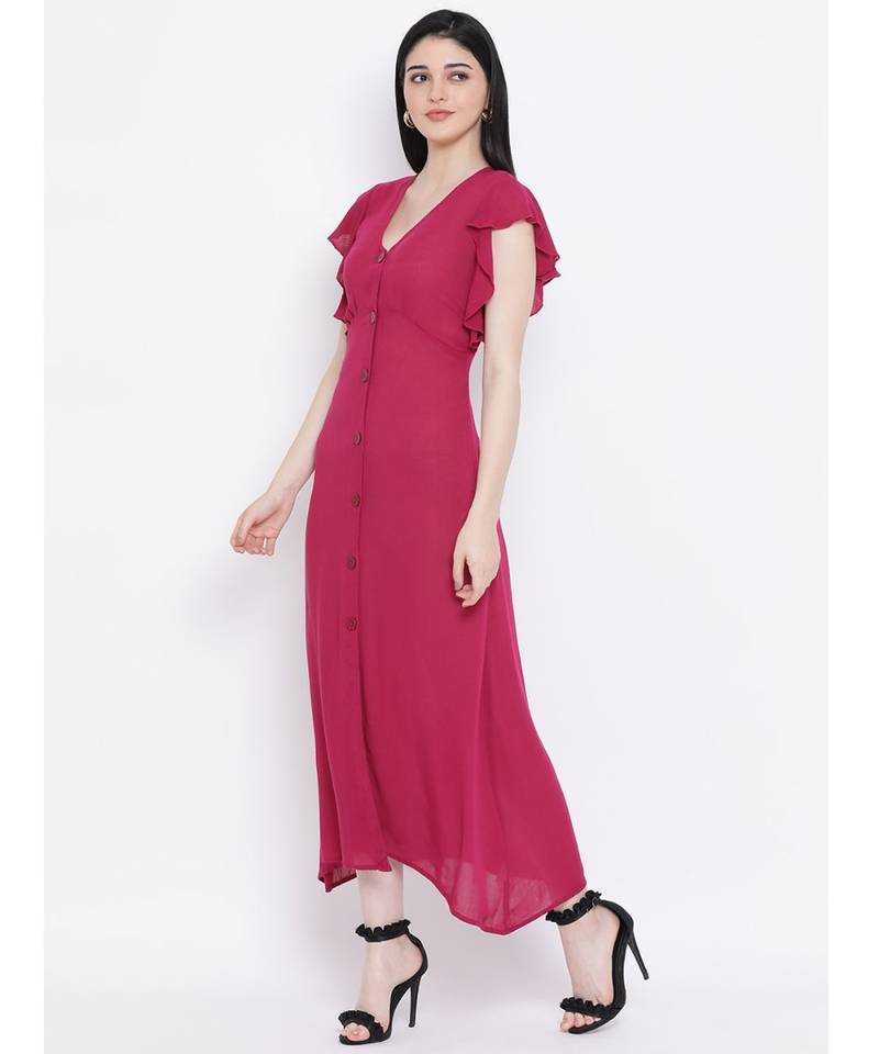 Pink plain Viscose Dress