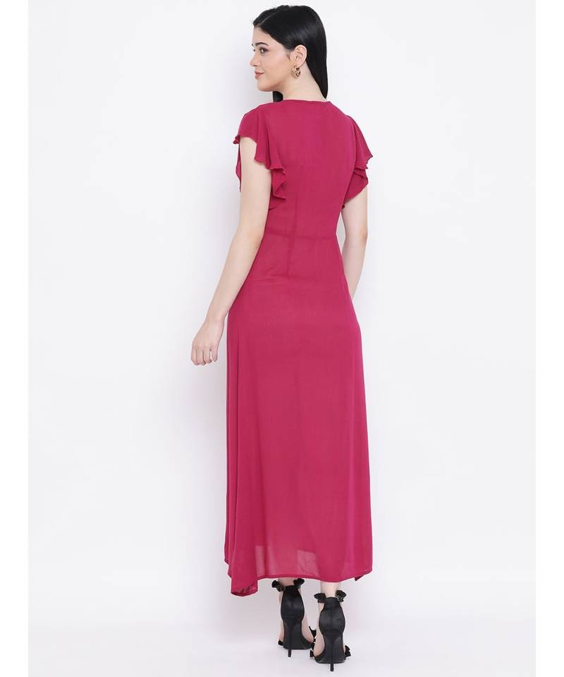 Pink plain Viscose Dress