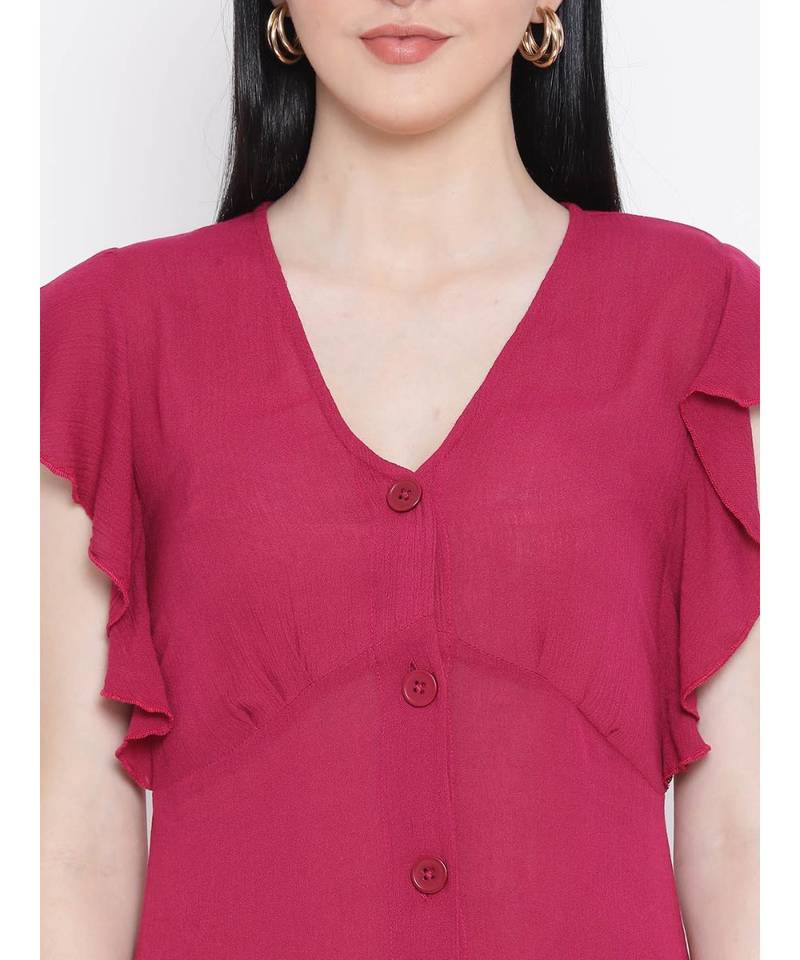 Pink plain Viscose Dress