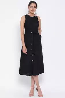 Black plain Cotton Dress