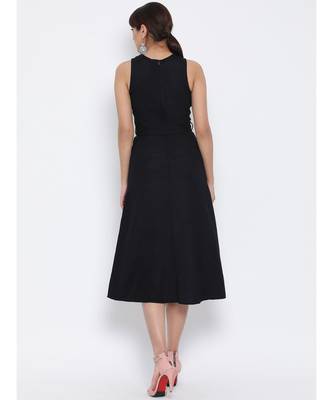 Black plain Cotton Dress 4
