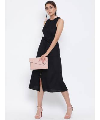 Black plain Cotton Dress 6