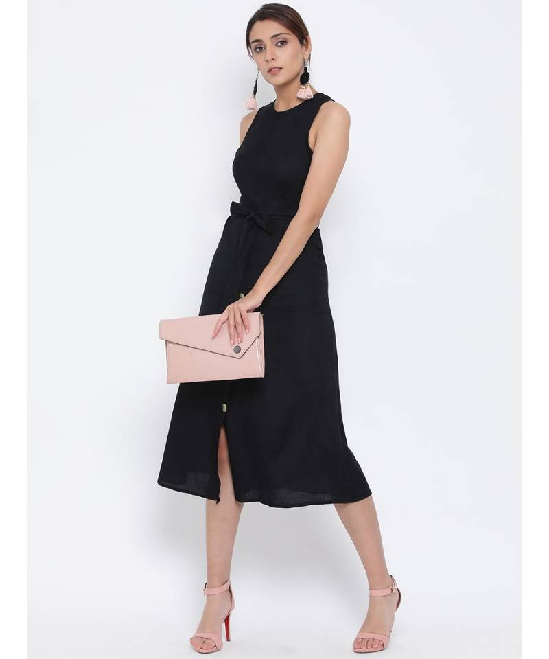 Black plain Cotton Dress