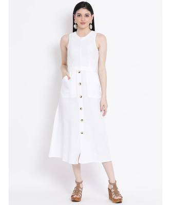 White plain Cotton Dress 1