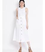 White plain Cotton Dress