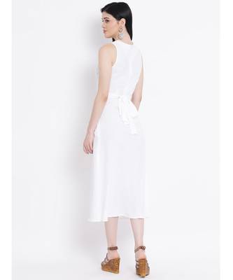 White plain Cotton Dress 4