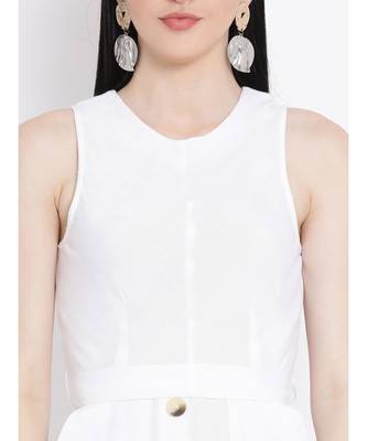 White plain Cotton Dress 5
