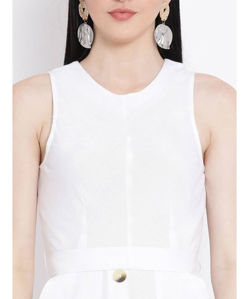 White plain Cotton Dress