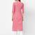 pink Cotton sleeveless slub butti with embroidery kurti