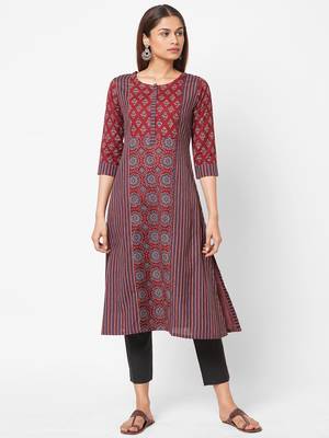 maroon Flex print kurta 1