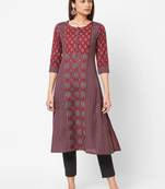 maroon Flex print kurta