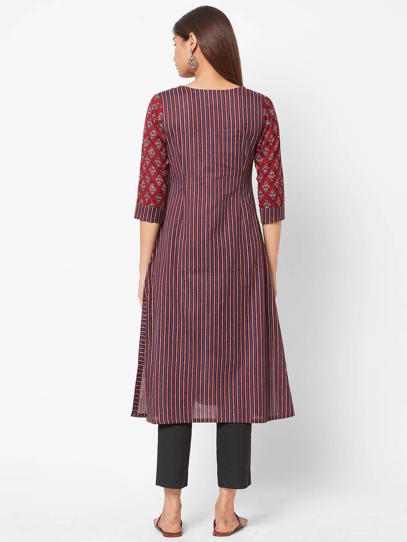maroon Flex print kurta