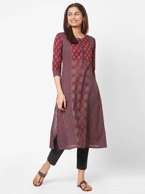 maroon Flex print kurta 5