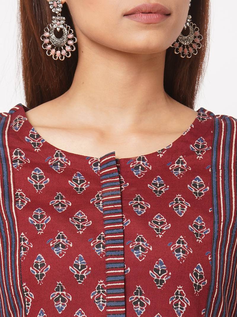 maroon Flex print kurta