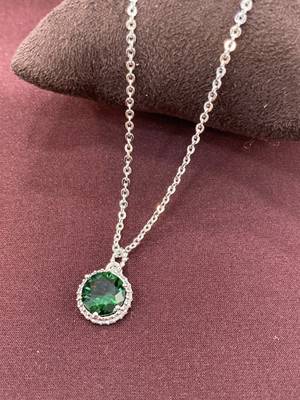 Silver Emerald Stone Chain 1