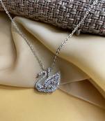 White Swan Duck Lake Silver Pendant Chain
