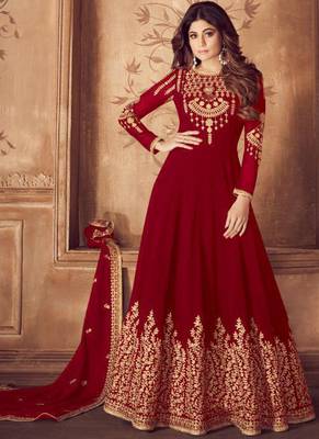 Maroon Georgette Anarkali Salwar Kameez 1