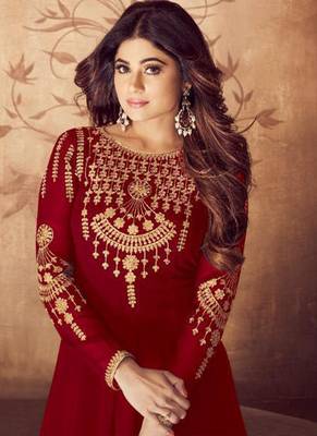 Maroon Georgette Anarkali Salwar Kameez 2