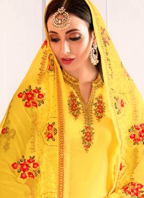 Light Yellow Georgette Straight Suit 2