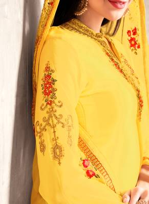 Light Yellow Georgette Straight Suit 4
