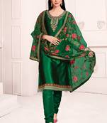 Dark Green Georgette Straight Suit