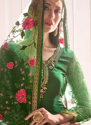 Dark Green Georgette Straight Suit 4