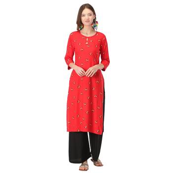 Red printed rayon kurtas-and-kurtis 1