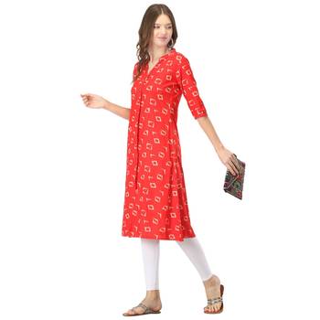 Red printed rayon kurtas-and-kurtis 5