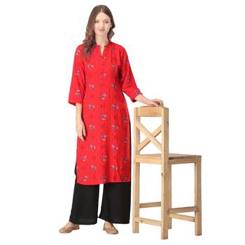 Red printed rayon kurtas-and-kurtis 5