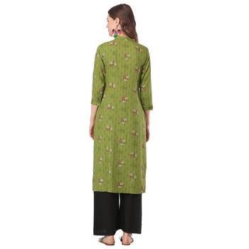 Olive printed rayon kurtas-and-kurtis 2