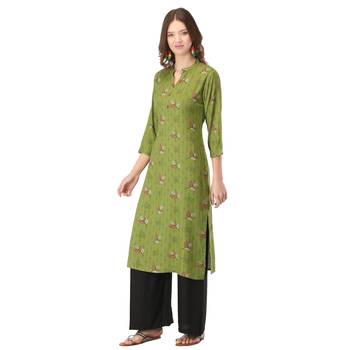 Olive printed rayon kurtas-and-kurtis 3