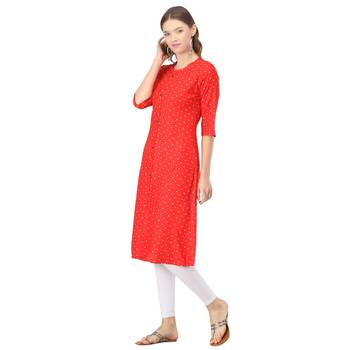 Red printed rayon kurtas-and-kurtis 3