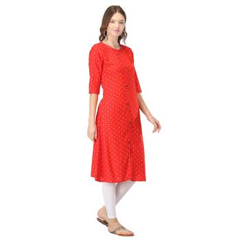 Red printed rayon kurtas-and-kurtis 4