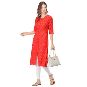 Red printed rayon kurtas-and-kurtis 5