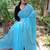 Light blue plain khadi saree with blouse