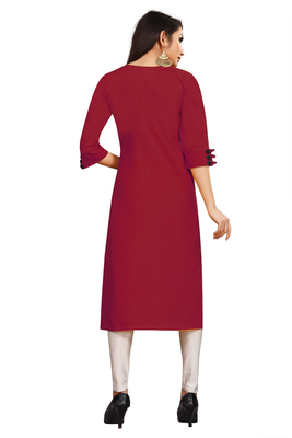Maroon embroidered cotton poly ethnic-kurtis 5