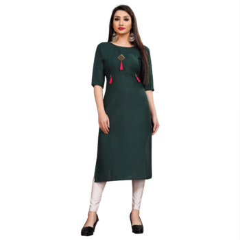Dark green brasso cotton poly ethnic-kurtis 1