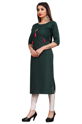 Dark green brasso cotton poly ethnic-kurtis 3